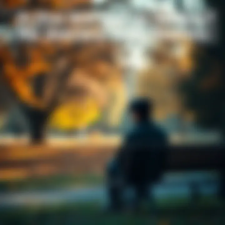 A person sits on a bench looking thoughtful, surrounded by trees and fading autumn leaves, symbolizing reflection on free will.