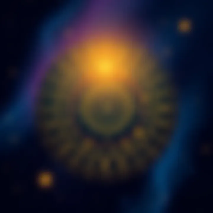 Free Birth Chart Reading An illustration showing a cosmic chart with astrological symbols and a starry background, representing a free birth chart reading offer.