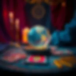 A welcoming scene with a crystal ball and tarot cards on a table, signifying free clairvoyant readings available this Sunday.