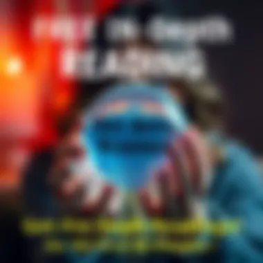 Free In-Depth Reading Offer A person holding a crystal ball, offering readings, with a warm and inviting background. The text shows 'Get Free In-Depth Readings!'