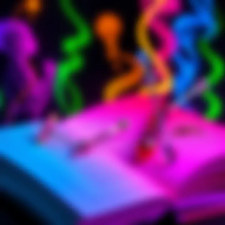 Free Insightful Readings Colorful open books with symbols of careers, relationships, and personal growth, representing tailored readings for queer and diverse individuals.