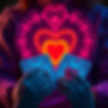 Free Love Readings A person holding tarot cards with a glowing heart symbol in the background, representing love readings.