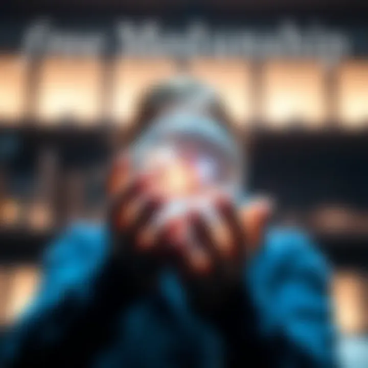A person with a crystal ball offers free mediumship readings, inviting participants to connect with their loved ones.