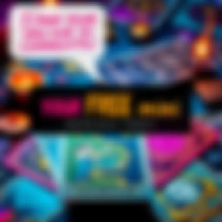 A colorful graphic showing tarot cards, astrological signs, and a text bubble inviting people to comment for a chance at free mini readings.