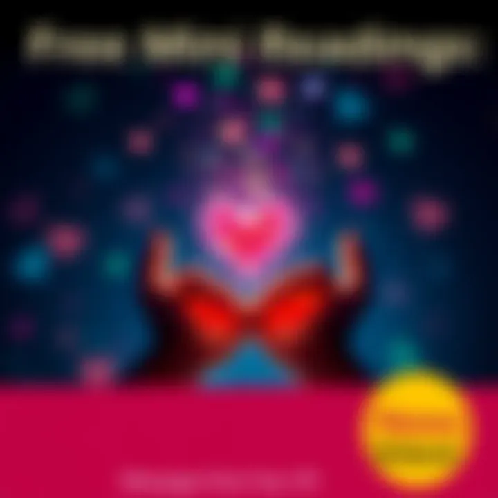 A bright graphic showing two hands holding a heart with sparkles, symbolizing free mini readings about love messages.