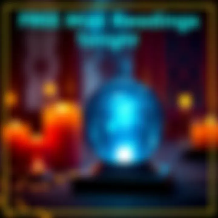 A warm ambiance with candles and a crystal ball, inviting people to join for free mini readings.