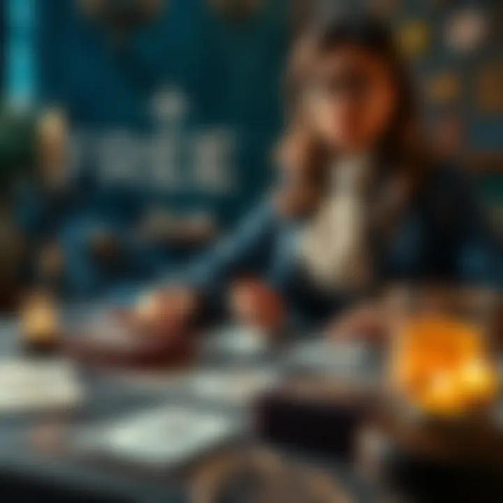 A professional tarot card reader offers a free mini reading session with tarot cards spread on a table.