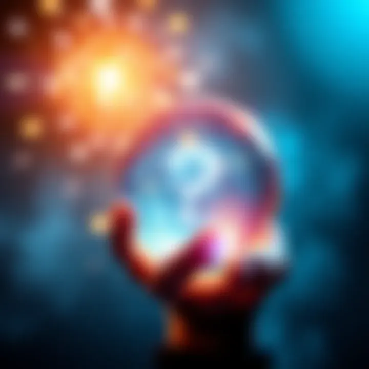 Free One Question Reading Offer A hand holding a crystal ball with glowing light, symbolizing a reading service, surrounded by sparkles and a message prompt.