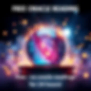 A crystal ball surrounded by sparkling lights, symbolizing free oracle readings, with a prompt for questions in the foreground.