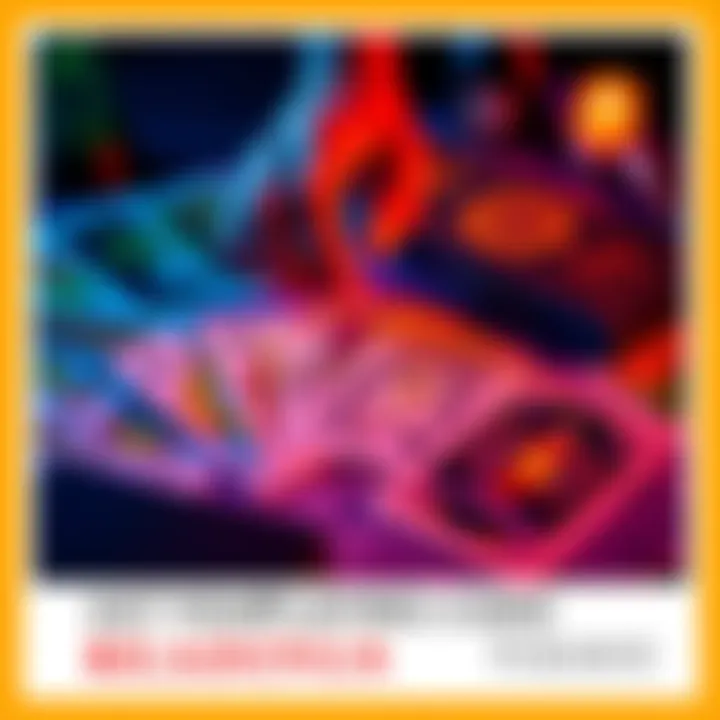 A colorful arrangement of tarot cards spread out with a hand reaching for one card, symbolizing a reading session