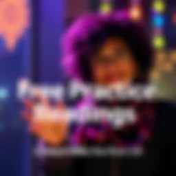 A person offering free practice readings with a welcoming gesture, inviting comments for personalized insights.