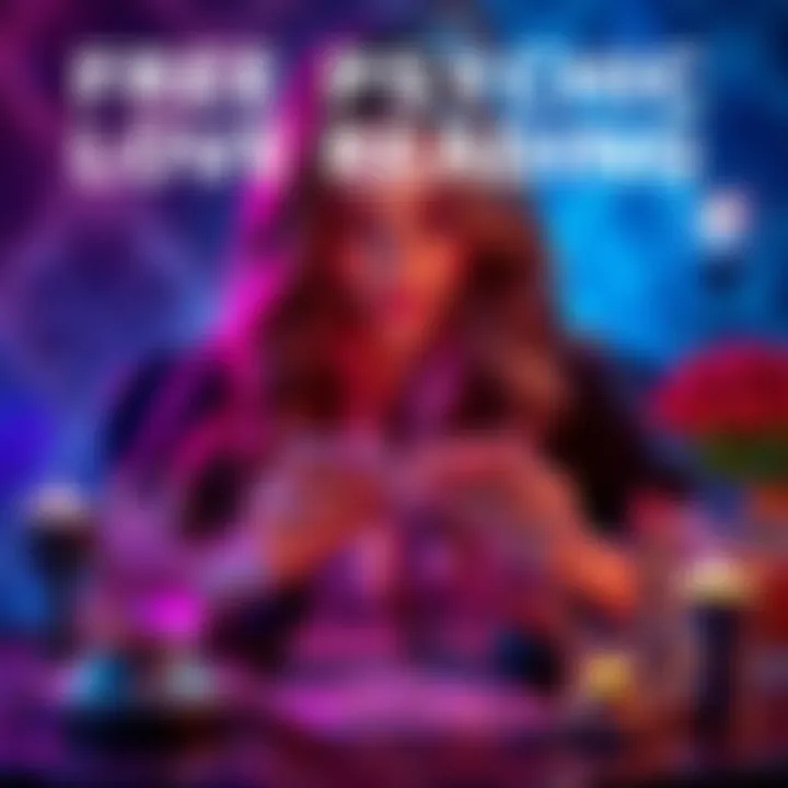 A psychic providing readings with tarot cards and crystals, offering insights into love and relationships.