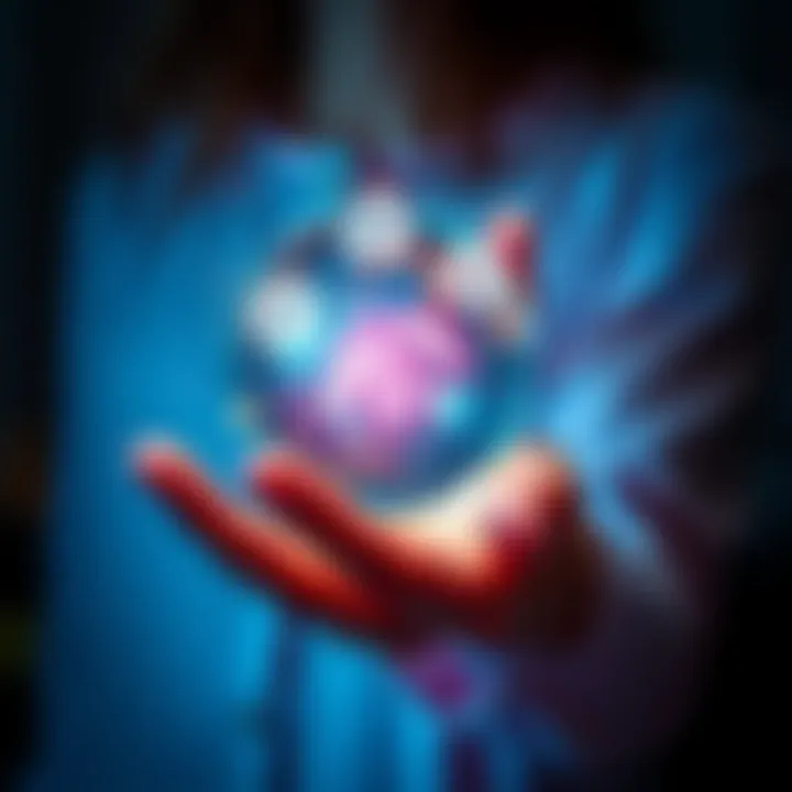 A person holding a crystal ball with sparkles around it, symbolizing psychic predictions.