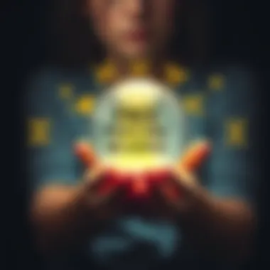 A person holding a crystal ball with zodiac signs around them, inviting others to share their sign for a reading.