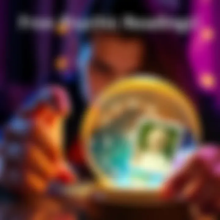 A person looking at a crystal ball with a glowing light, symbolizing personalized psychic readings. A photo is placed next to the crystal ball for insights.