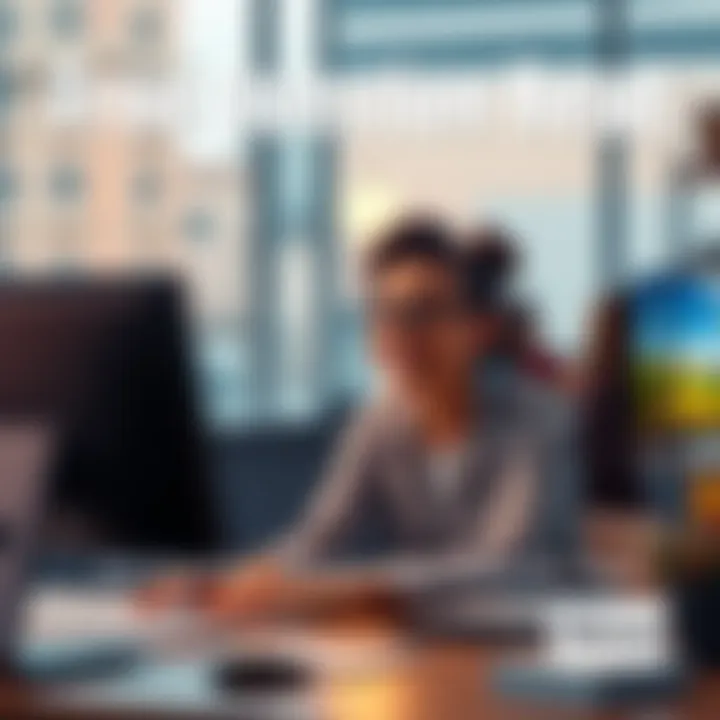 A person happily engaging with a computer, ready to ask a question online for free insights.