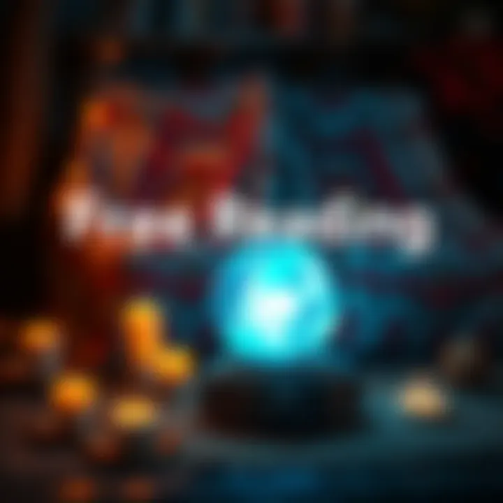 A cozy setting with a crystal ball and candles, inviting people to enjoy free readings with optional donations