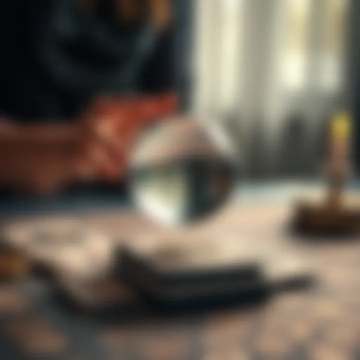 A person holding a crystal ball with tarot cards spread on a table, representing the offer of free readings.