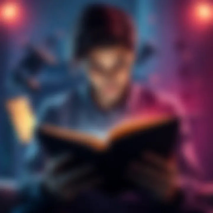A graphic showing a person reading with comments and messages around them, symbolizing the opportunity for free readings.