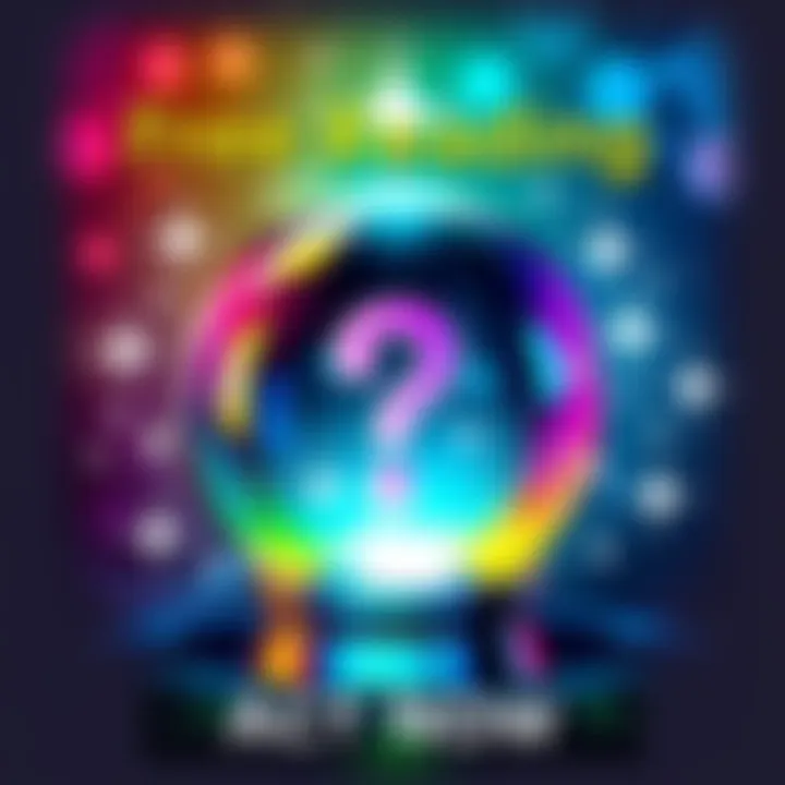 A colorful graphic showing a crystal ball with a question mark, symbolizing free readings for honest reviews, surrounded by stars and sparkles