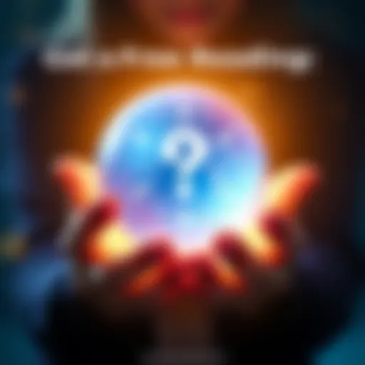 An inviting graphic showing a person holding a crystal ball with three question marks above it, symbolizing the opportunity to ask questions for clarity.