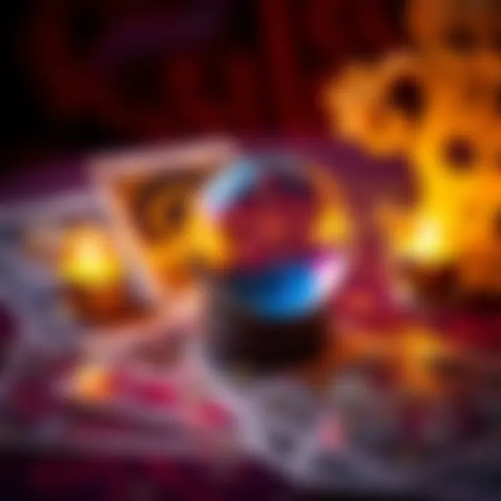 A vibrant graphic showing tarot cards and a crystal ball, symbolizing free readings in February.