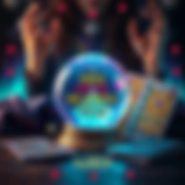 A colorful graphic showcasing a crystal ball and tarot cards with text announcing free reading slots available