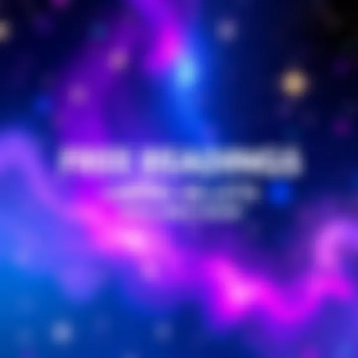 Free Readings Announcement A colorful graphic inviting people to send direct messages for free readings. The background features a starry sky with shining stars, creating a mystical atmosphere.