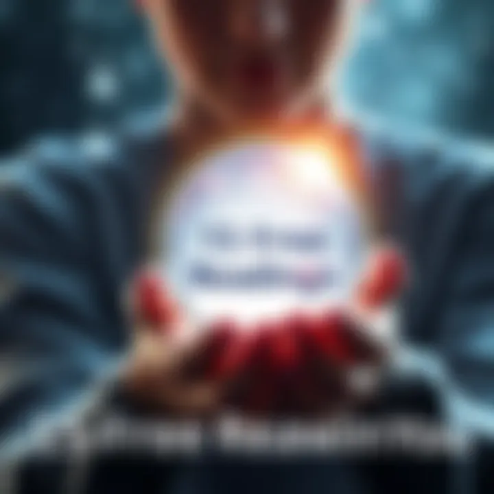 Free Readings Available A graphic showing a person holding a crystal ball, with a bright light glowing from it, symbolizing guidance and clarity, text reading '15 Free Readings'