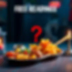 A colorful graphic inviting people to join free readings this Friday, featuring a question mark and a plate of traditional food.