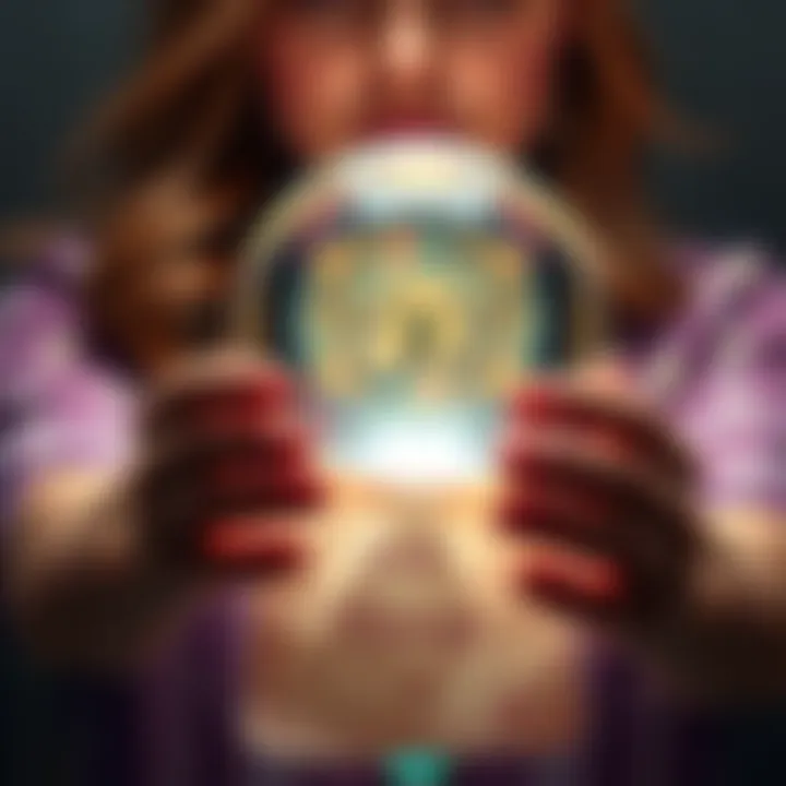A person holding a crystal ball with initials written on a piece of paper