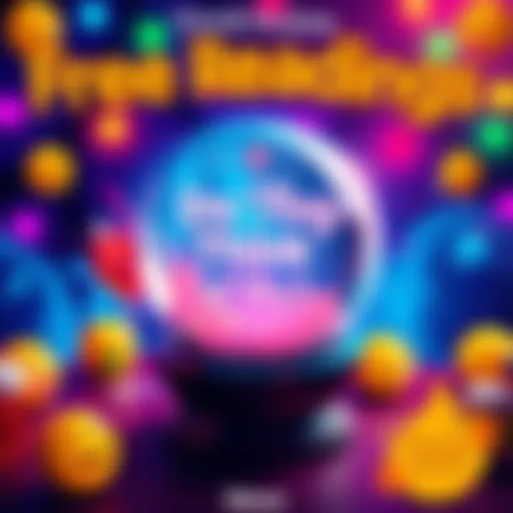 A colorful graphic showing a crystal ball with drinks and emojis around it, inviting people to join free readings about what others think of them.