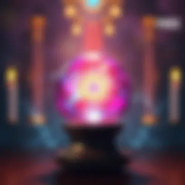 Colorful crystal ball with a glowing effect in a mystical setting, symbolizing fortune-telling readings.