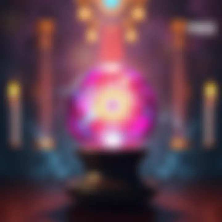 Colorful crystal ball with a glowing effect in a mystical setting, symbolizing fortune-telling readings.