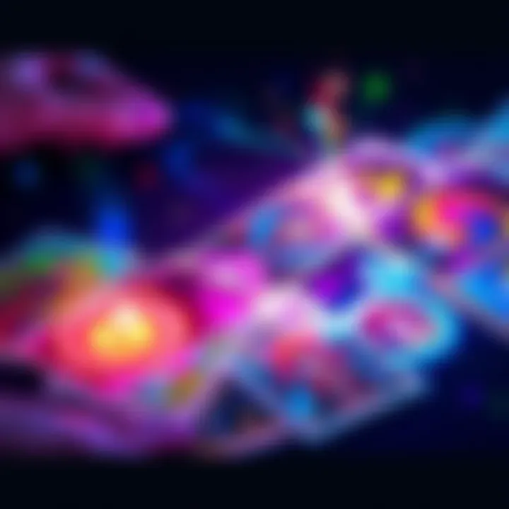 A colorful illustration of tarot cards spread out, with a mystical aura and sparkles around them, representing personal readings for participants.