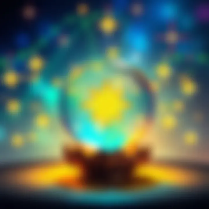 A colorful graphic showcasing the announcement of 10 people selected for free spiritual gifts readings, featuring a crystal ball and glowing stars.