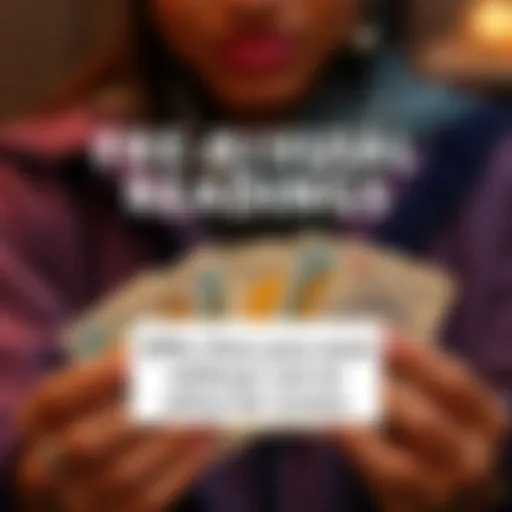 A person offering free spiritual readings with tarot cards and a happy emoji, inviting people to share their birth month for guidance.