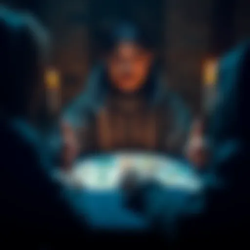 Free Tarot Reading Offer A tarot reader with cards spread out, inviting people for free readings, with a calm atmosphere.