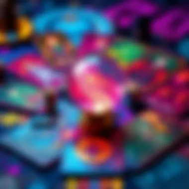 A tarot card spread with vibrant colors and a glowing crystal ball, inviting people to participate for a free reading.
