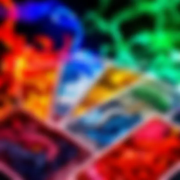 A colorful array of tarot cards representing fire, water, earth, and air zodiac elements, inviting people to get a free reading by DMing their element.