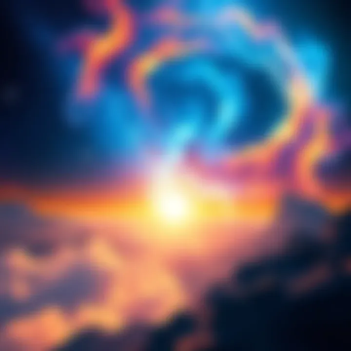 Visual representation of free will and fate intertwining in a cosmic landscape