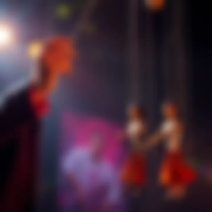 A puppeteer controlling marionettes, symbolizing the debate between free will and predestination in life.