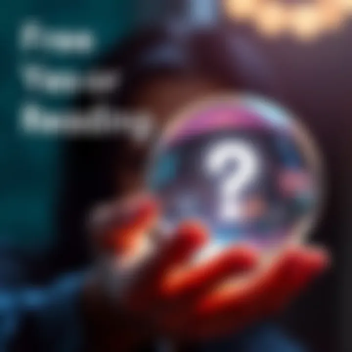 A person looking at a crystal ball with a question mark above it, symbolizing quick answers and insight.