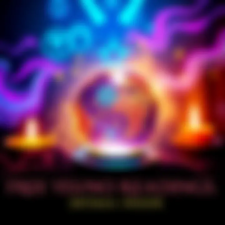 A colorful graphic promoting free yes/no readings with mystical symbols and a crystal ball