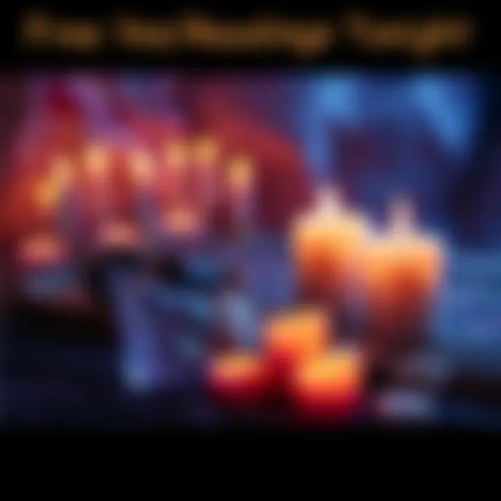 A calming scene with candles, crystals, and a question mark symbol representing spiritual guidance for yes/no readings.