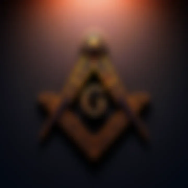 Emblem of Freemasonry with compass and square symbols