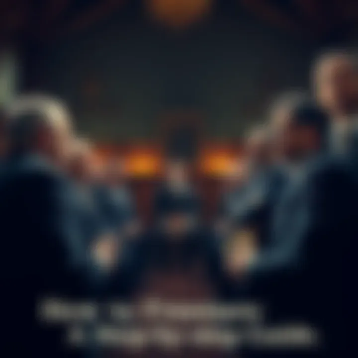 A group of Freemasons in formal attire meeting in a lodge, discussing membership and traditions