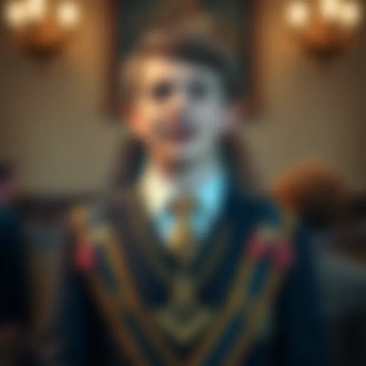 A 22-year-old eagerly preparing for Freemasonry initiation, showing excitement mixed with nervousness, surrounded by Masonic symbols