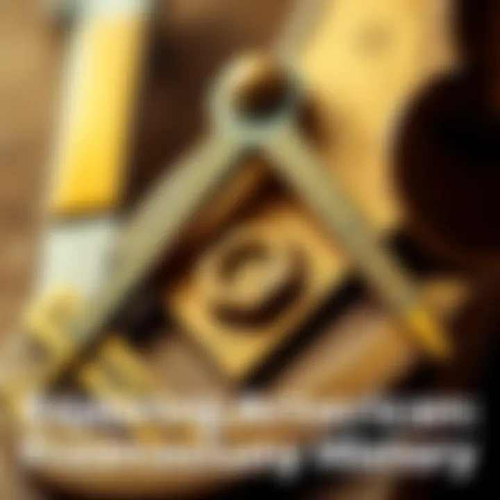 A close-up of a classic Freemasonry symbol with a square and compass, representing the values of Masonry.