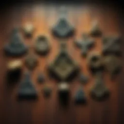 A collection of Freemasonry symbols displayed on a wooden background, showcasing their significance in Latin American culture.